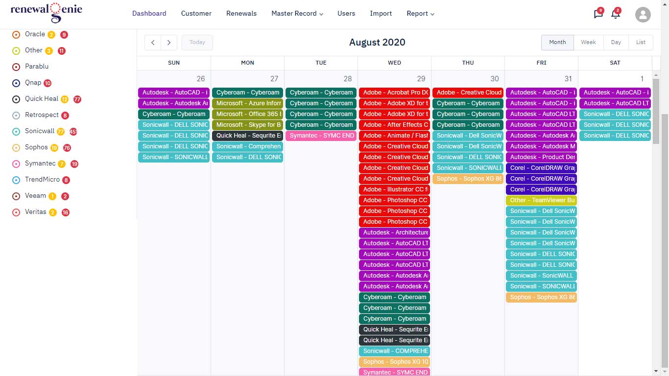 Monthly Calendar View